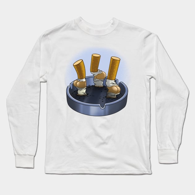 Cigarette Butts Long Sleeve T-Shirt by Vincent Trinidad Art